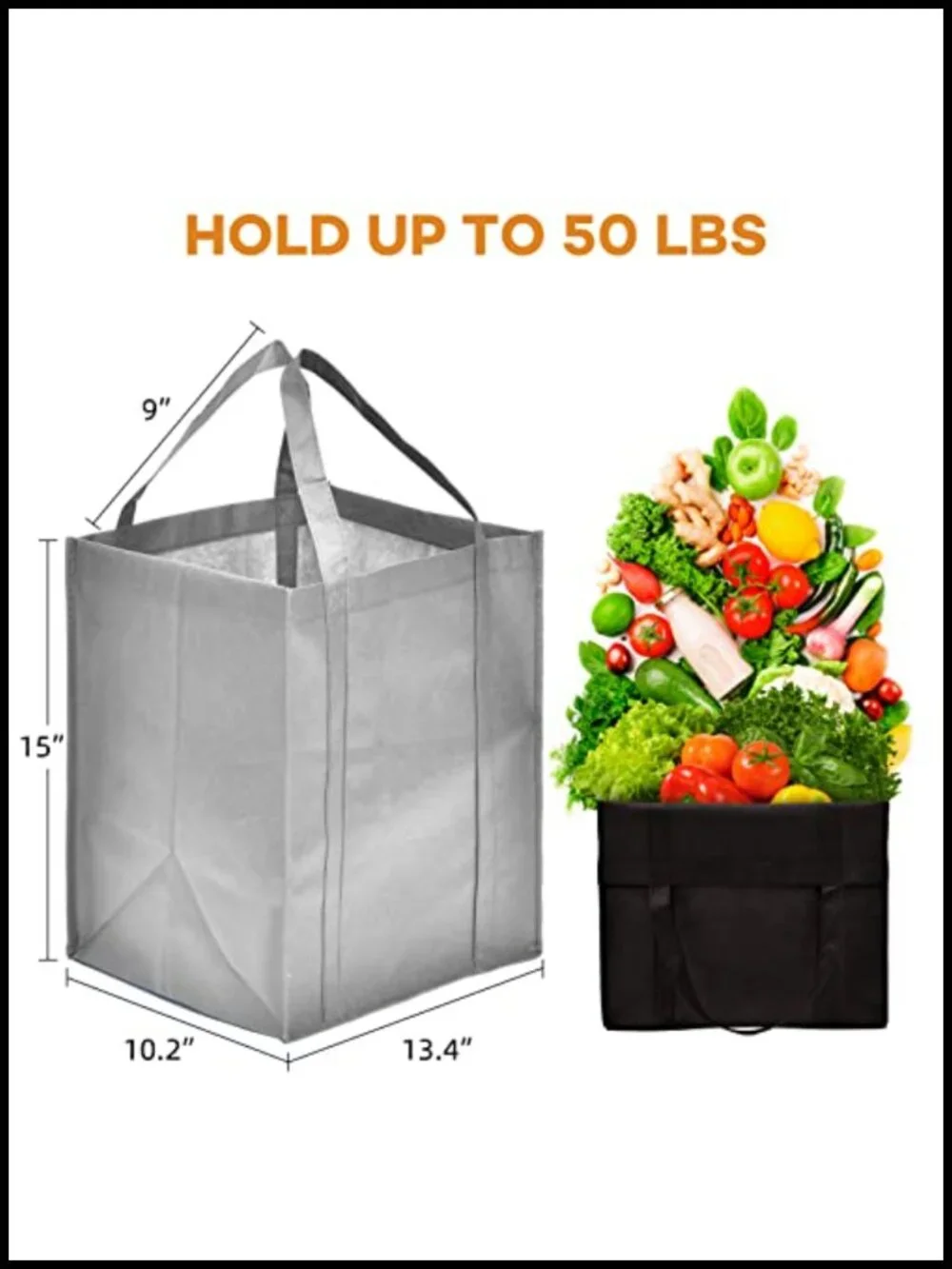 24-Pack Reusable Grocery Bags Large Heavy Duty Foldable Tote Bags